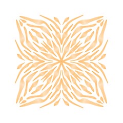 Orange watercolor stamp illustration. Symmetrical ornament design