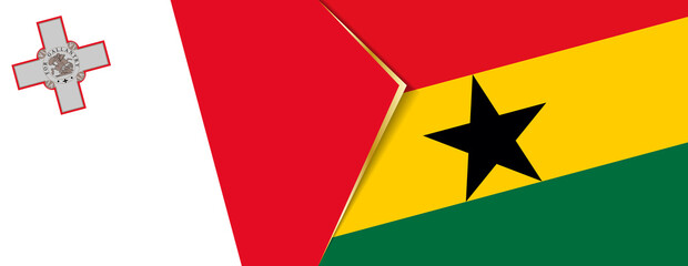 Malta and Ghana flags, two vector flags.