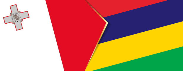 Malta and Mauritius flags, two vector flags.