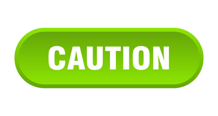 caution button. rounded sign on white background