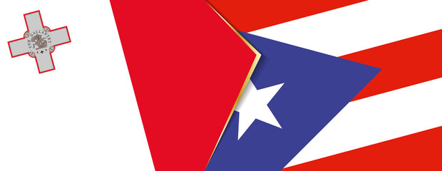 Malta and Puerto Rico flags, two vector flags.