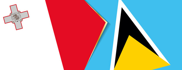 Malta and Saint Lucia flags, two vector flags.