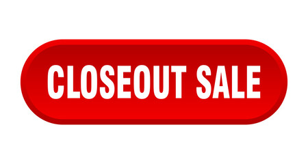 closeout sale button. rounded sign on white background