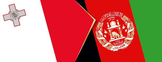 Malta and Afghanistan flags, two vector flags.