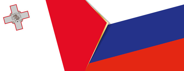 Malta and Russia flags, two vector flags.