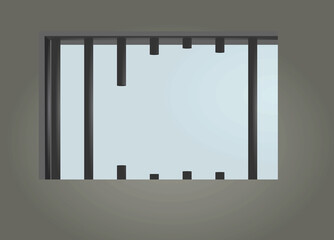 Broken bars on prison window. vector