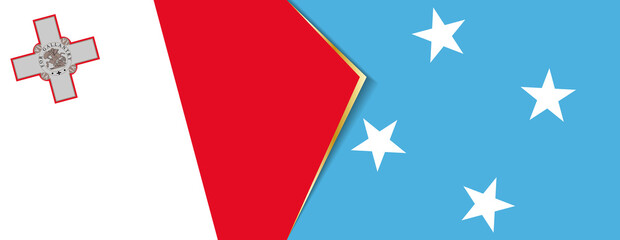 Malta and Micronesia flags, two vector flags.