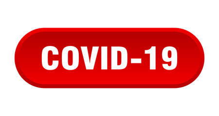 covid-19 button. rounded sign on white background
