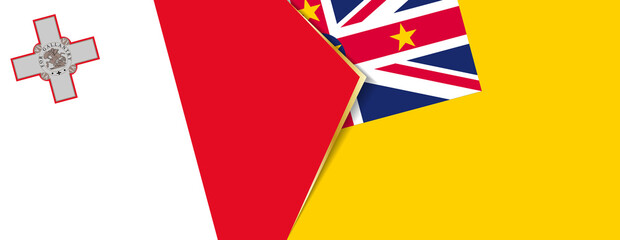 Malta and Niue flags, two vector flags.