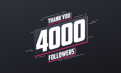 Thank you 4000 followers, Greeting card template for social networks.