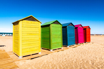 Umkleide Hütten Bunt am Strand Valencia
