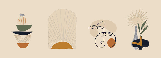 Modern minimalist abstract aesthetic illustrations. Bohemian style wall decor. Collection of contemporary artistic prints.  © MURRIRA