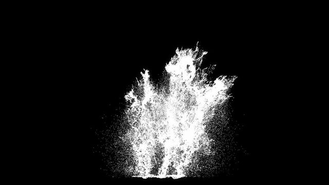 HD splash explosion element, black background with alpha, 3D rendering