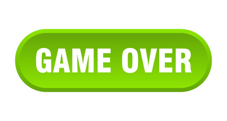 game over button. rounded sign on white background