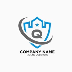 Letter Q logo design with shield concept