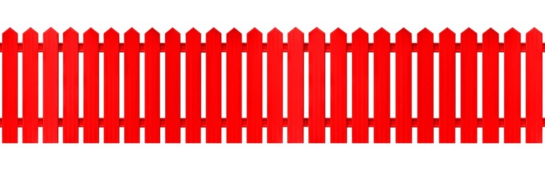 Panorama of Red wood fence isolated on a white background