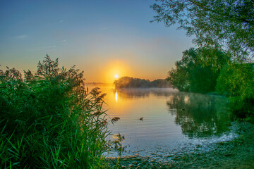 Manvers Lake Misty Morning Sunrise