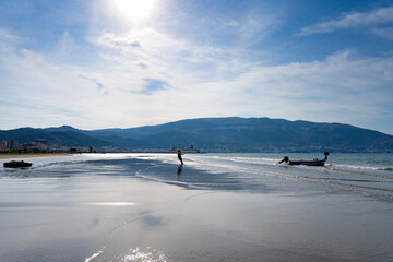 Naklejka premium Beautiful landscape with boats and sea