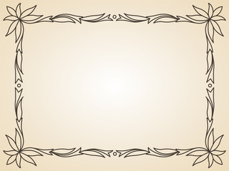 Decorative frame or border standard rectangle proportions background. Vintage design element. Ornate calligraph frame