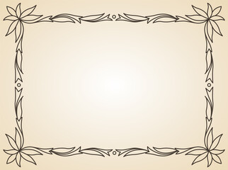 Decorative frame or border standard rectangle proportions background. Vintage design element. Ornate calligraph frame