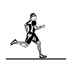 Fototapeta na wymiar Running silhouettes. Vector illustration. an athlete in a cap runs a long distance. Ornament. For posters of logos, icons, banners