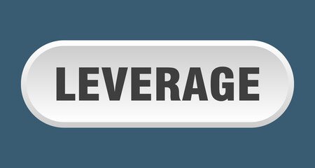leverage button. rounded sign on white background