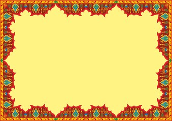 Oriental eastern carpet with a beautiful pattern. Vector pattern with a pattern of oriental carpet. Тraditional ethnic floral ornament colorful rugs can be used for illustration, restaurant menu
