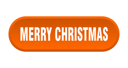 merry christmas button. rounded sign on white background