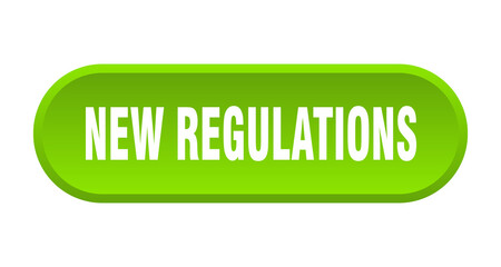 new regulations button. rounded sign on white background