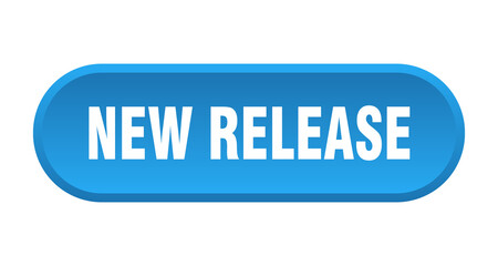 new release button. rounded sign on white background