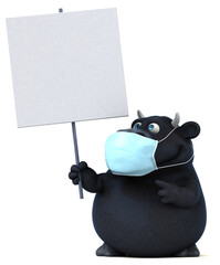 Fun 3D illustration of a bull with a mask