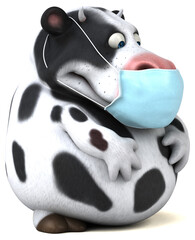Fun 3D cartoon cow with a mask