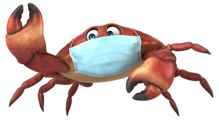 Fun 3D cartoon crab with a mask © Julien Tromeur