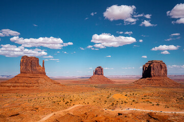 Fototapeta na wymiar Monument valley national park in the afternoon during summer season . One of the most famous national park in the country and locate around region on the Arizona-Utah border , United States of America