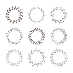 Obraz premium Christmas Winter Vintage Wreath, Botanical Calligraphic Design Elements, Decoration New Year, Swirls Frames