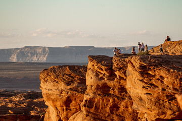 Nice View of Horseshoe bend sunset times during summer season . One of the most famous nature places in Arizona and locate near the town name Page , Arizona , United States of America