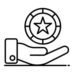 
Hand holding star coin showcasing bonus concept icon
