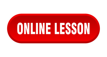 online lesson button. rounded sign on white background