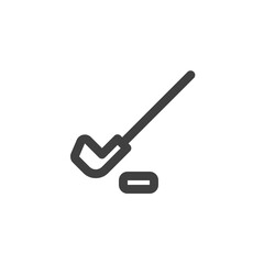 Hockey stick and puck line icon. linear style sign for mobile concept and web design. Hockey sport outline vector icon. Symbol, logo illustration. Vector graphics