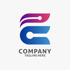 Fototapeta premium Letter E tech logo design