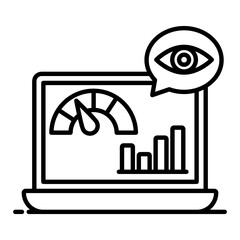 
Business data inside laptop with eye symbolizing data visualization icon
