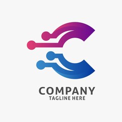 Letter C tech logo design