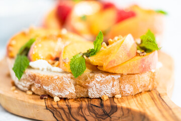 Peach ricotta toast