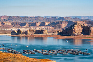 View from Wahweap overlook late morning during summer season . One of the most famous view point in Arizona and locate near the town name Page , Arizona , United States of America