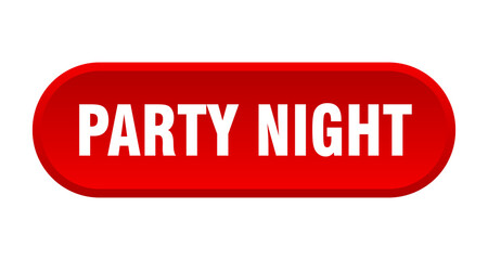 party night button. rounded sign on white background