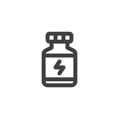Obraz premium Energy drink bottle line icon. linear style sign for mobile concept and web design. Sports nutrition outline vector icon. Symbol, logo illustration. Vector graphics