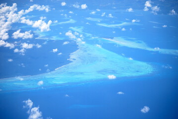 Fototapeta na wymiar Panoramic view ocean, islands and sky from hydroplane