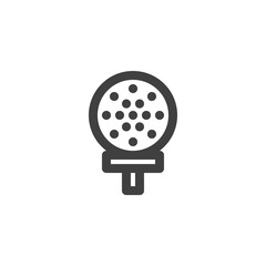 Golf ball on tee line icon. linear style sign for mobile concept and web design. Golf sport outline vector icon. Symbol, logo illustration. Vector graphics
