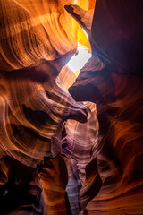 View of Antelope canyon before noon during summer season ( Upper )  . One of the most famous landscape in Arizona and locate near the town name Page , Arizona , United States of America