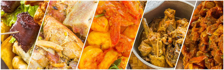 Collage de plats typiquement créoles, île de la Réunion 